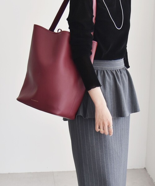 quaranciel(カランシエル)の「quaranciel: ワンハンドル バケツ トート バッグ(A4対応)(トートバッグ・レディース・キャメル/バーガンディー/ブラック/シルバー・ONE SIZE)」の17枚目の写真