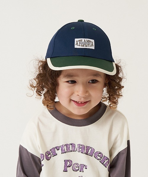 b・ROOM（ビールーム）の「バイカラーアップリケ付きキャップ（キャップ・キッズ・アイボリー/ブラック/ボルドー/ネイビー/ミント・54cm）」の4枚目の写真