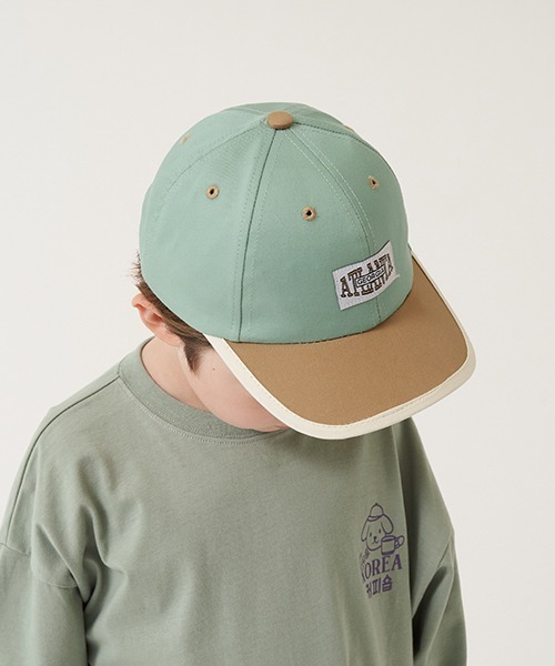 b・ROOM（ビールーム）の「バイカラーアップリケ付きキャップ（キャップ・キッズ・アイボリー/ブラック/ボルドー/ネイビー/ミント・54cm）」の3枚目の写真