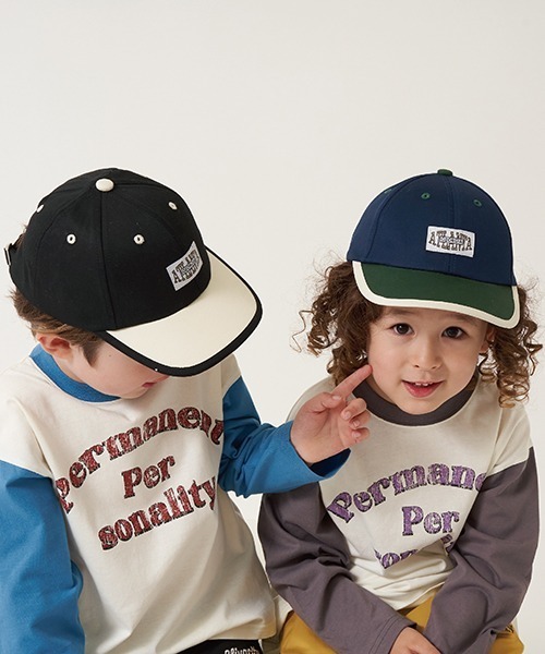 b・ROOM（ビールーム）の「バイカラーアップリケ付きキャップ（キャップ・キッズ・アイボリー/ブラック/ボルドー/ネイビー/ミント・54cm）」の7枚目の写真