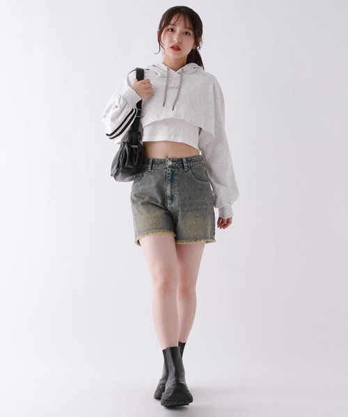 repipi armario（レピピ アルマリオ）の「☆セットアイテム☆ラインショートフーディ―（パーカー・キッズ・ホワイト/ブラック/グレー・MEDIUM/SMALL/LARGE）」の16枚目の写真