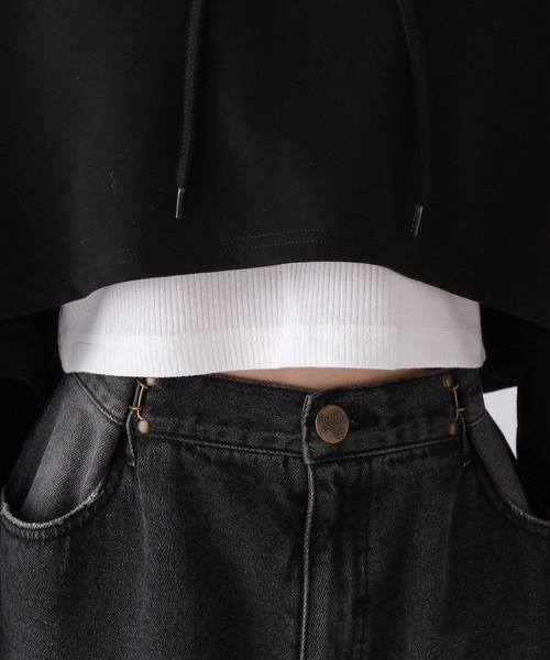 repipi armario（レピピ アルマリオ）の「☆セットアイテム☆ラインショートフーディ―（パーカー・キッズ・ホワイト/ブラック/グレー・MEDIUM/SMALL/LARGE）」の7枚目の写真