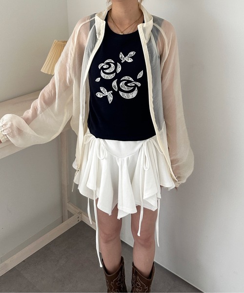 sedacle girl（セダクルガール）の「リボンアップリケシアーブルゾン（シャツ/ブラウス・レディース・アイボリー/ピンク/ネイビー・FREE）」の5枚目の写真