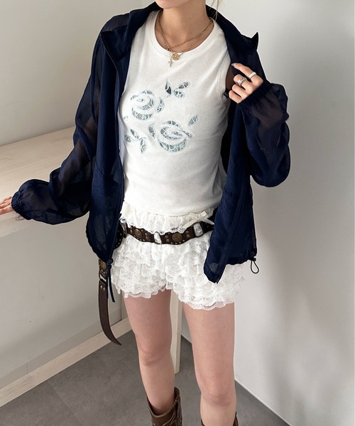 sedacle girl（セダクルガール）の「リボンアップリケシアーブルゾン（シャツ/ブラウス・レディース・アイボリー/ピンク/ネイビー・FREE）」の10枚目の写真