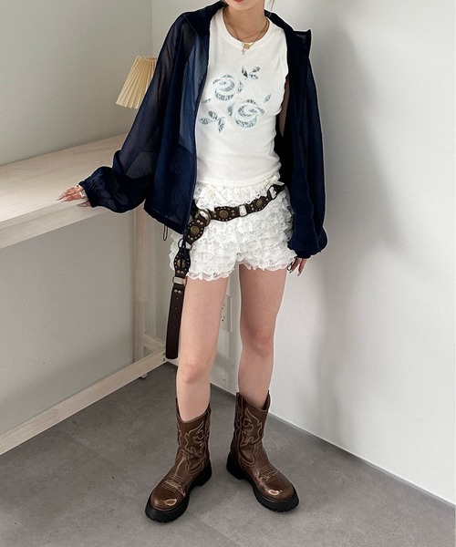 sedacle girl（セダクルガール）の「リボンアップリケシアーブルゾン（シャツ/ブラウス・レディース・アイボリー/ピンク/ネイビー・FREE）」の13枚目の写真
