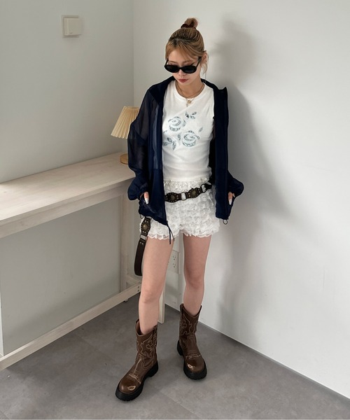 sedacle girl（セダクルガール）の「リボンアップリケシアーブルゾン（シャツ/ブラウス・レディース・アイボリー/ピンク/ネイビー・FREE）」の14枚目の写真