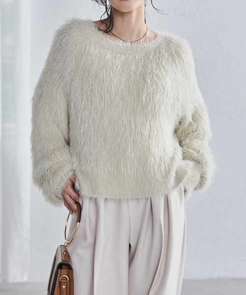 新品★ガリャルダガランテ★シャギーニットコート フェザージップジャケット セール】ロングフェザーシャギーニット（ニット/セーター