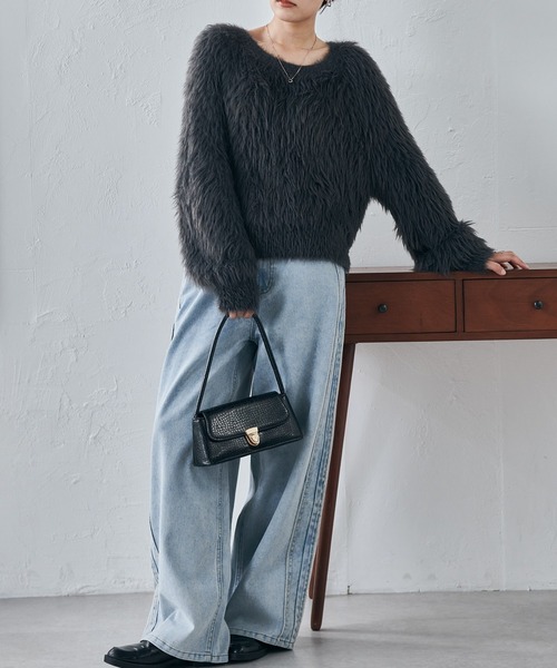 セール】ロングフェザーシャギーニット（ニット/セーター）｜RANAN