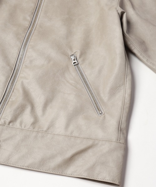 Jieda（ジエダ）の「VEGAN LEATHER JACKET（ライダースジャケット・メンズ・グレー/ブラック・1/2）」の12枚目の写真