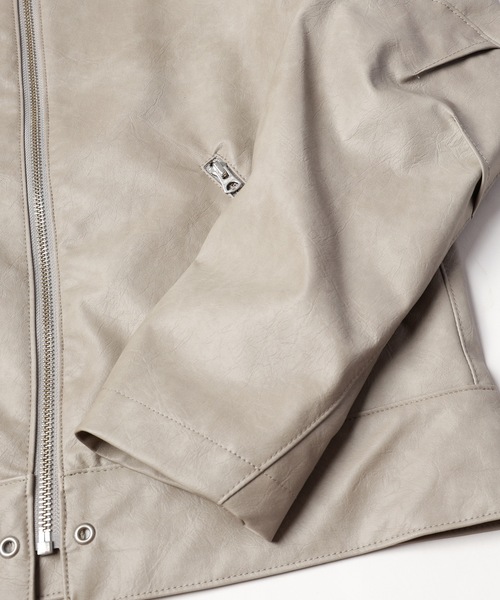 Jieda（ジエダ）の「VEGAN LEATHER JACKET（ライダースジャケット・メンズ・グレー/ブラック・1/2）」の11枚目の写真