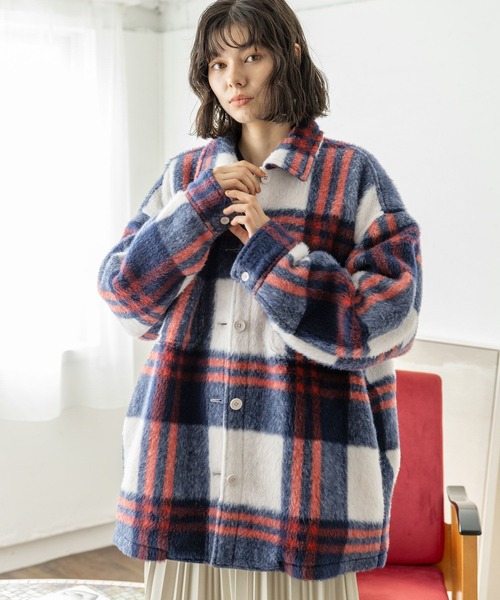 niko and...（ニコアンド）の「シャギーチェックジャケット（ブルゾン・レディース・グリーン/ネイビー/アイボリー・FREE）」の7枚目の写真