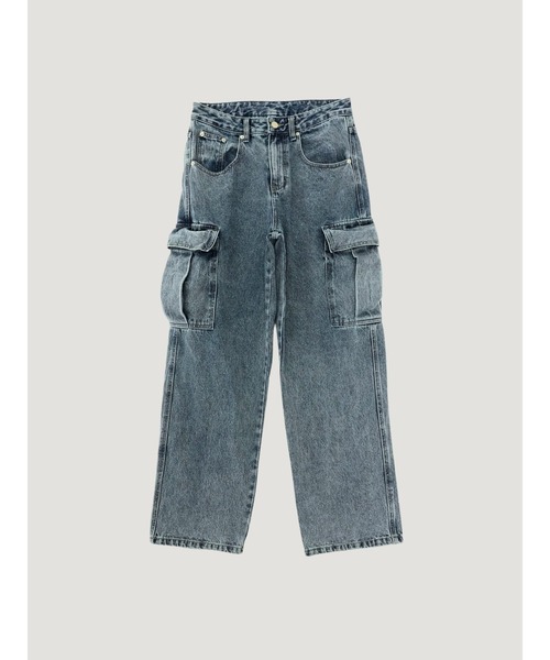 Bargiee(バージー)の「ワイドデニム カーゴパンツ(カーゴパンツ・メンズ・ライトインディゴブルー/ブラック・LARGE/MEDIUM)」の14枚目の写真