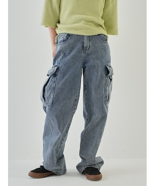 Bargiee(バージー)の「ワイドデニム カーゴパンツ(カーゴパンツ・メンズ・ライトインディゴブルー/ブラック・LARGE/MEDIUM)」の20枚目の写真