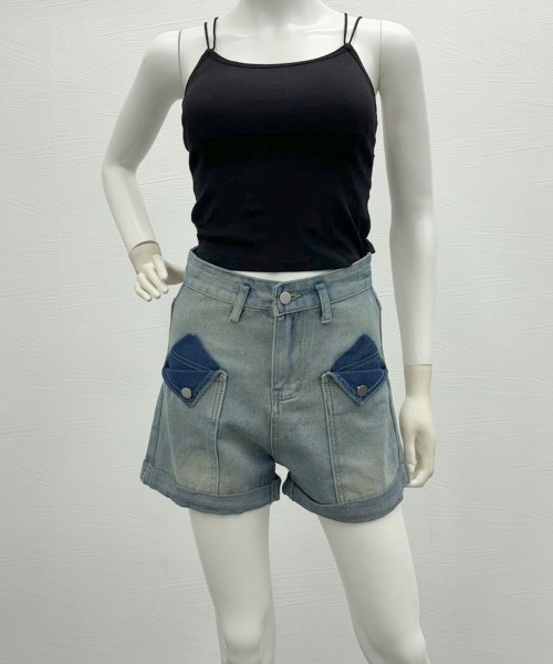 Miniministore(ミニミニストア)の「ロールアップ デニムショートパンツ 美脚(デニムパンツ・レディース・ブルーグレー・L/S/XL/M)」の8枚目の写真
