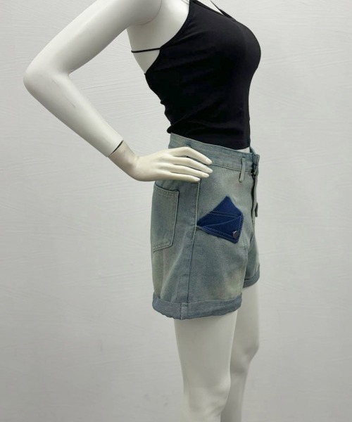 Miniministore(ミニミニストア)の「ロールアップ デニムショートパンツ 美脚(デニムパンツ・レディース・ブルーグレー・L/S/XL/M)」の9枚目の写真