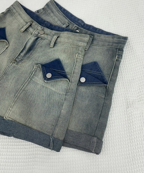 Miniministore(ミニミニストア)の「ロールアップ デニムショートパンツ 美脚(デニムパンツ・レディース・ブルーグレー・L/S/XL/M)」の17枚目の写真