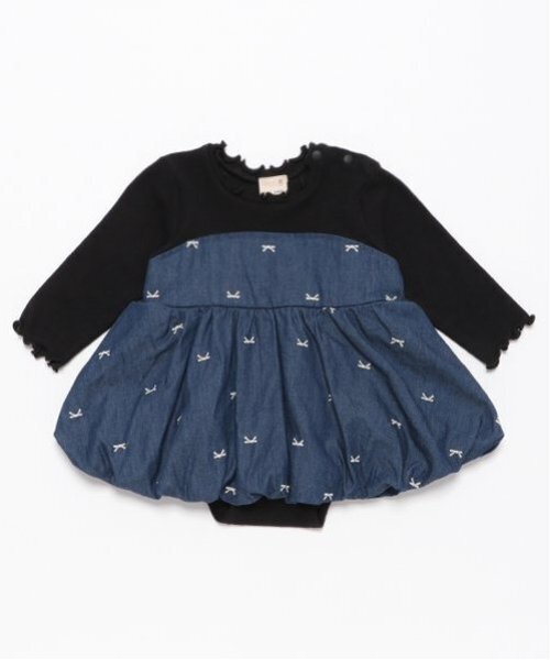 petit main（プティマイン）の「【リンク】リボン刺繍ワンピロンパース（ロンパース・キッズ・アイボリー/ネイビー・70cm/80ｃｍ）」の16枚目の写真