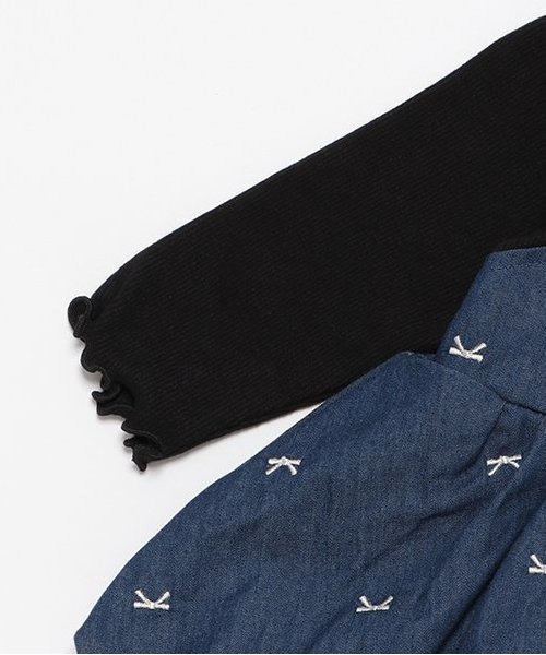 petit main（プティマイン）の「【リンク】リボン刺繍ワンピロンパース（ロンパース・キッズ・アイボリー/ネイビー・70cm/80ｃｍ）」の9枚目の写真