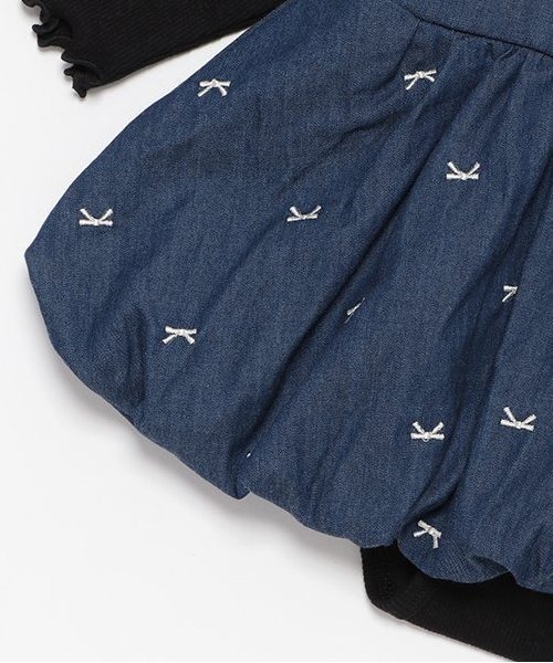 petit main（プティマイン）の「【リンク】リボン刺繍ワンピロンパース（ロンパース・キッズ・アイボリー/ネイビー・70cm/80ｃｍ）」の10枚目の写真