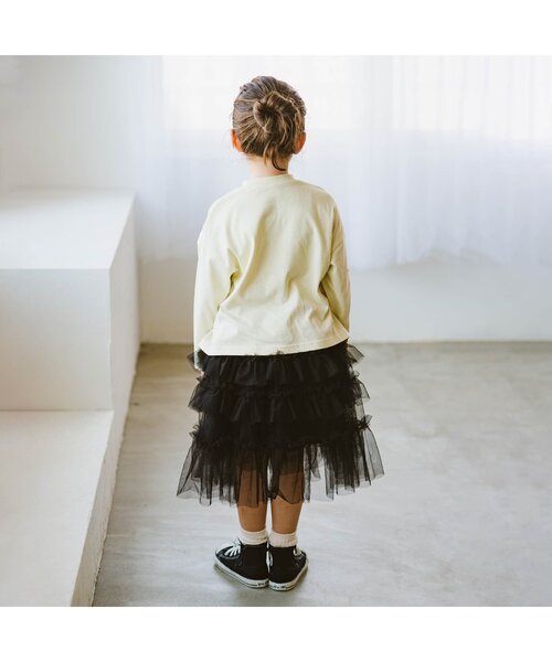 p.premier（ピードットプルミエ）の「たくさんリボンのプルオーバー（Tシャツ/カットソー・キッズ・チャコール/オフホワイト・90/100/110/120/80/130/140）」の7枚目の写真