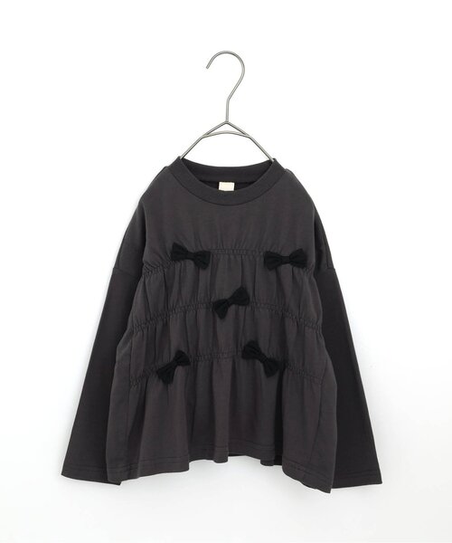 p.premier（ピードットプルミエ）の「たくさんリボンのプルオーバー（Tシャツ/カットソー・キッズ・チャコール/オフホワイト・90/100/110/120/80/130/140）」の12枚目の写真