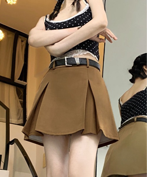 kirakiraShop(キラキラショップ)の「タック プリーツ ツイル ミニスカート(スカート・レディース・ブラウン/ブラック/グレー・S/M/L)」の19枚目の写真