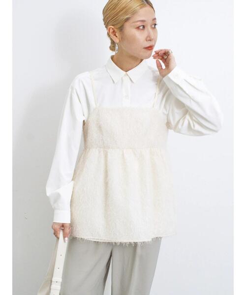 Samansa Mos2 blue（サマンサモスモスブルー）の「【イージーケア】マルチスタイルシャツ（シャツ/ブラウス・レディース・ライトベージュ/キナリ/オフホワイト/サックスブルー/グレー/ベージュ/ブラック・M/L）」の9枚目の写真