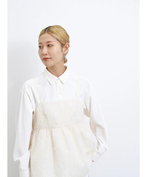 Samansa Mos2 blue（サマンサモスモスブルー）の「【イージーケア】マルチスタイルシャツ（シャツ/ブラウス・レディース・ライトベージュ/キナリ/オフホワイト/サックスブルー/グレー/ベージュ/ブラック・M/L）」の10枚目の写真