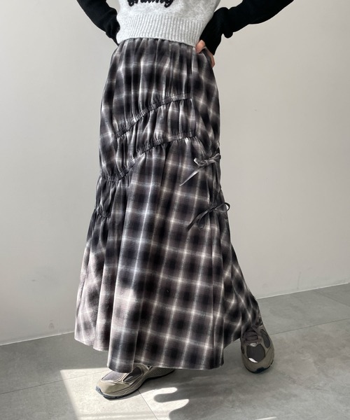 WEGO(ウィゴー)の「WEGO/ギャザーデザインチェックスカート(スカート・レディース・ブラック系その他2・FREE)」の1枚目の写真