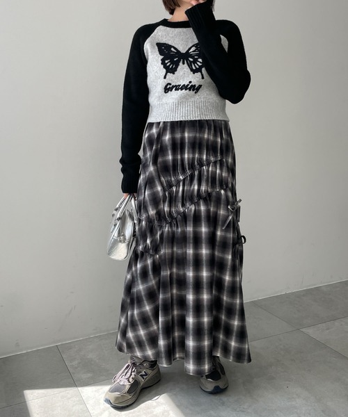 WEGO(ウィゴー)の「WEGO/ギャザーデザインチェックスカート(スカート・レディース・ブラック系その他2・FREE)」の2枚目の写真