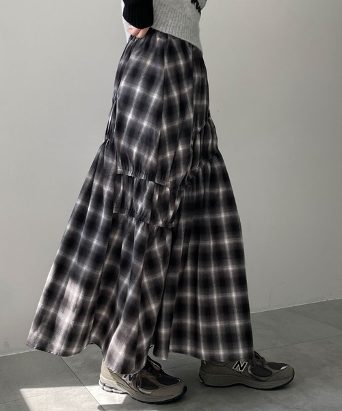 WEGO(ウィゴー)の「WEGO/ギャザーデザインチェックスカート(スカート・レディース・ブラック系その他2・FREE)」の6枚目の写真