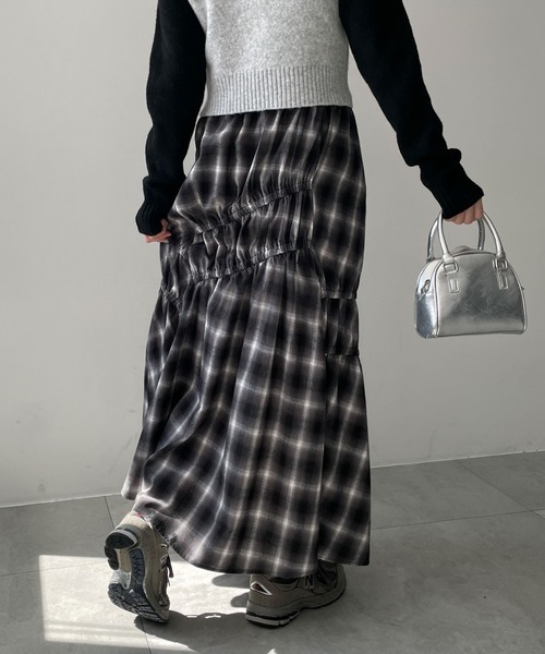 WEGO(ウィゴー)の「WEGO/ギャザーデザインチェックスカート(スカート・レディース・ブラック系その他2・FREE)」の7枚目の写真