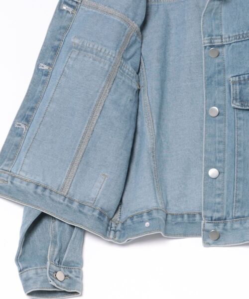 CECIL McBEE（セシルマクビー）の「フード付きGジャン（デニムジャケット・レディース・ブルー/ブラック・MEDIUM）」の4枚目の写真