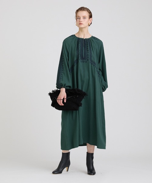 【ハウスオブロータス】新品未使用　ブラッシュドコットン　クロスステッチワンピース HOUSE OF LOTUS（ハウスオブロータス）の「ブラッシュドコットンクロス