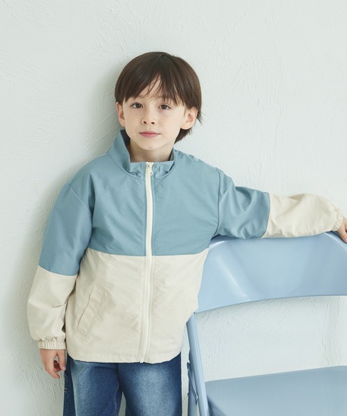 pairmanon（ペアマノン）の「バイカラー ナイロン ジャケット（ナイロンジャケット・キッズ・ブルー/ブラック/ピンク/テラコッタ/ラベンダー/ベージュ/パープル・100/120/90/150/110/140/130）」の5枚目の写真