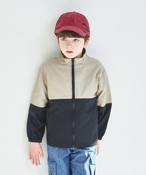 pairmanon（ペアマノン）の「バイカラー ナイロン ジャケット（ナイロンジャケット・キッズ・ブルー/ブラック/ピンク/テラコッタ/ラベンダー/ベージュ/パープル・100/120/90/150/110/140/130）」の2枚目の写真