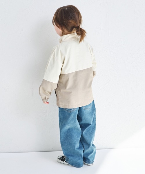 pairmanon（ペアマノン）の「バイカラー ナイロン ジャケット（ナイロンジャケット・キッズ・ブルー/ブラック/ピンク/テラコッタ/ラベンダー/ベージュ/パープル・100/120/90/150/110/140/130）」の12枚目の写真