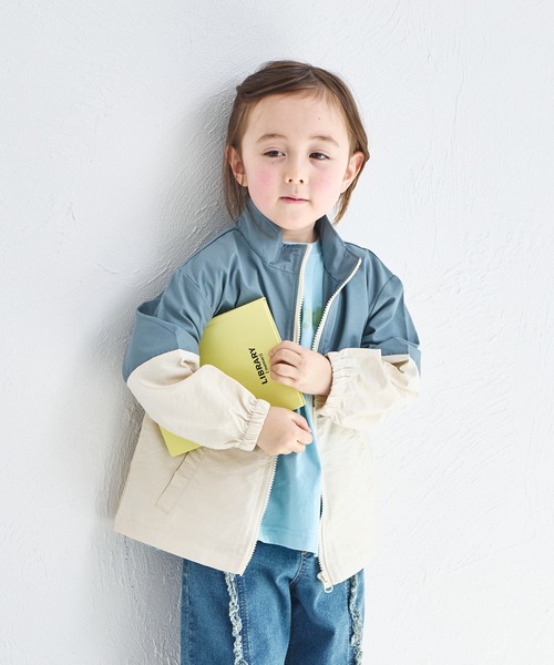 pairmanon（ペアマノン）の「バイカラー ナイロン ジャケット（ナイロンジャケット・キッズ・ブルー/ブラック/ピンク/テラコッタ/ラベンダー/ベージュ/パープル・100/120/90/150/110/140/130）」の20枚目の写真