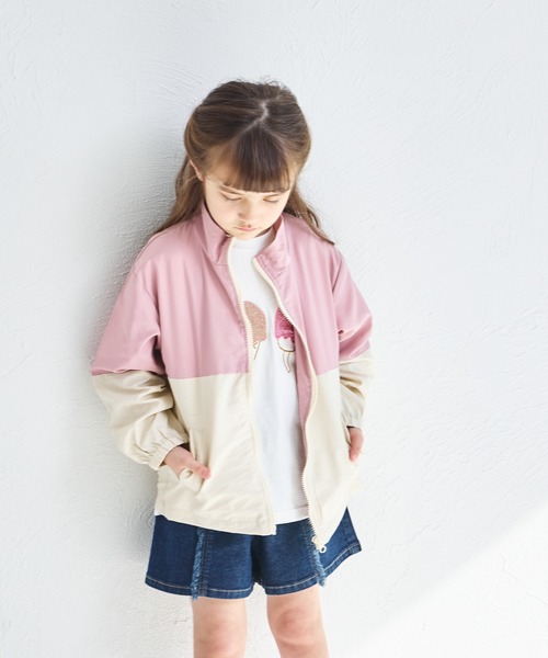 pairmanon（ペアマノン）の「バイカラー ナイロン ジャケット（ナイロンジャケット・キッズ・ブルー/ブラック/ピンク/テラコッタ/ラベンダー/ベージュ/パープル・100/120/90/150/110/140/130）」の14枚目の写真