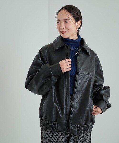 Cutie Blonde（キューティーブロンド）の「【雑誌掲載】レザー調 オーバーブルゾン（ブルゾン・レディース・ブラック/ブラウン系その他・02/03/04）」の3枚目の写真