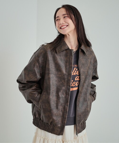 Cutie Blonde（キューティーブロンド）の「【雑誌掲載】レザー調 オーバーブルゾン（ブルゾン・レディース・ブラック/ブラウン系その他・02/03/04）」の7枚目の写真
