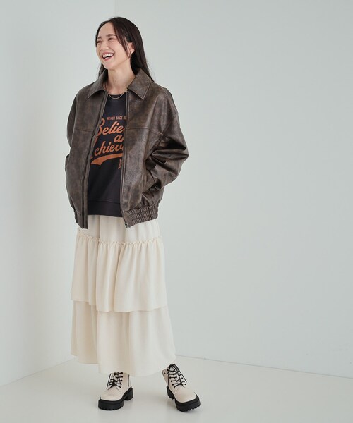 Cutie Blonde（キューティーブロンド）の「【雑誌掲載】レザー調 オーバーブルゾン（ブルゾン・レディース・ブラック/ブラウン系その他・02/03/04）」の9枚目の写真