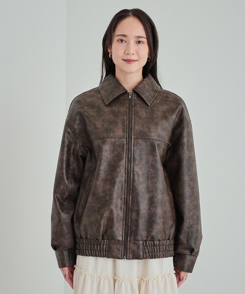 Cutie Blonde（キューティーブロンド）の「【雑誌掲載】レザー調 オーバーブルゾン（ブルゾン・レディース・ブラック/ブラウン系その他・02/03/04）」の11枚目の写真