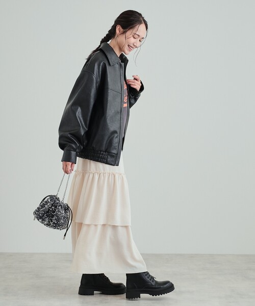 Cutie Blonde（キューティーブロンド）の「【雑誌掲載】レザー調 オーバーブルゾン（ブルゾン・レディース・ブラック/ブラウン系その他・02/03/04）」の20枚目の写真