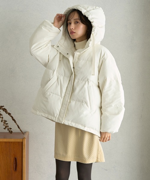 earth music&ecology(アースミュージックアンドエコロジー)の「フーディーパファーブルゾン(ダウンジャケット/コート・レディース・ミント/ベージュ/ブラック/アイボリー・M/L)」の17枚目の写真