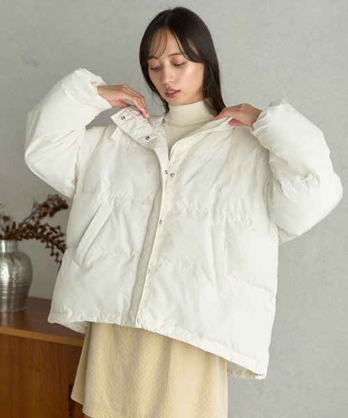 earth music&ecology(アースミュージックアンドエコロジー)の「フーディーパファーブルゾン(ダウンジャケット/コート・レディース・ミント/ベージュ/ブラック/アイボリー・M/L)」の14枚目の写真