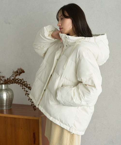 earth music&ecology(アースミュージックアンドエコロジー)の「フーディーパファーブルゾン(ダウンジャケット/コート・レディース・ミント/ベージュ/ブラック/アイボリー・M/L)」の15枚目の写真