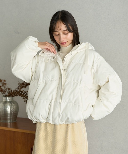 earth music&ecology(アースミュージックアンドエコロジー)の「フーディーパファーブルゾン(ダウンジャケット/コート・レディース・ミント/ベージュ/ブラック/アイボリー・M/L)」の16枚目の写真