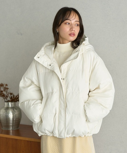 earth music&ecology(アースミュージックアンドエコロジー)の「フーディーパファーブルゾン(ダウンジャケット/コート・レディース・ミント/ベージュ/ブラック/アイボリー・M/L)」の11枚目の写真