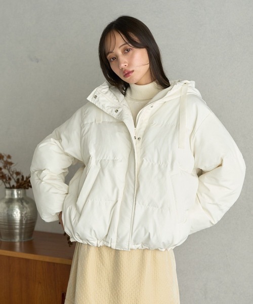 earth music&ecology(アースミュージックアンドエコロジー)の「フーディーパファーブルゾン(ダウンジャケット/コート・レディース・ミント/ベージュ/ブラック/アイボリー・M/L)」の12枚目の写真